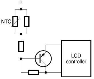 κύκλωμα αποζημιώσεων θερμοκρασίας των υγρών επιδείξεων κρυστάλλου LCD που χρησιμοποιούν τη θερμική αντίσταση NTC ως αισθητήρα θερμοκρασίας
