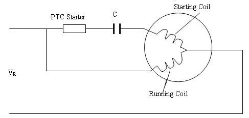 Αρχικό κύκλωμα με PTC τον εκκινητή μηχανών θερμικών αντιστάσεων