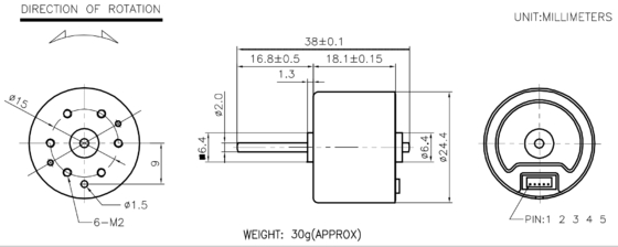 BLDC 2418 Μηχανές χωρίς βούρτσα υψηλής απόδοσης και μακράς διάρκειας ζωής για ηλεκτρική ξυριστική μηχανή