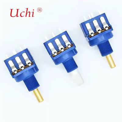 WH116AK Ποτενσιόμετρο περιστροφικής ρύθμισης με συμπαγή χάλκινο άξονα και διακόπτη κουμπιού 10A